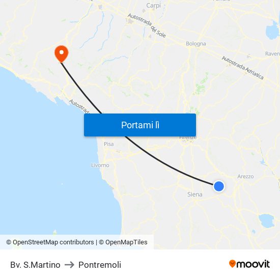 Bv. S.Martino to Pontremoli map