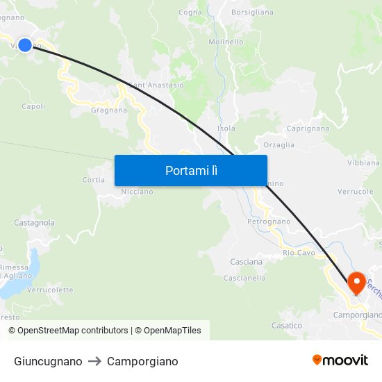 Giuncugnano to Camporgiano map