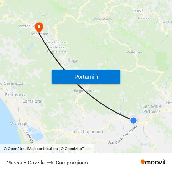 Massa E Cozzile to Camporgiano map