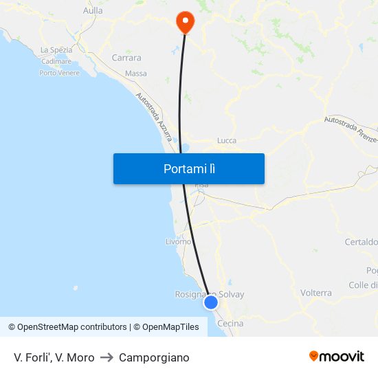 V. Forli',  V. Moro to Camporgiano map