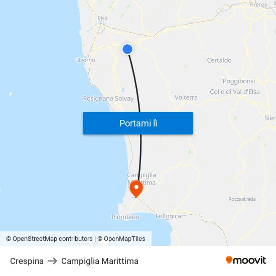 Crespina to Campiglia Marittima map