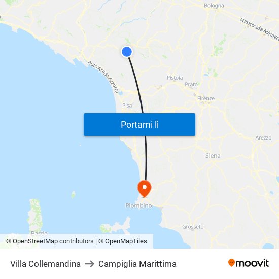 Villa Collemandina to Campiglia Marittima map