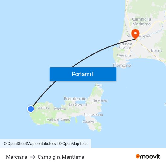 Marciana to Campiglia Marittima map