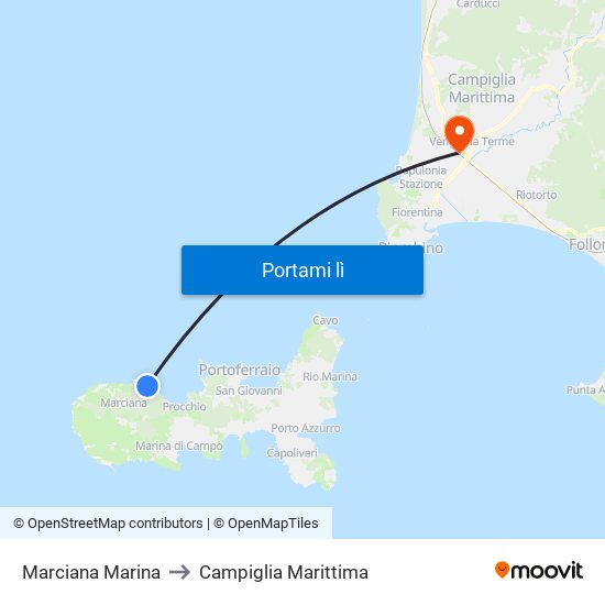 Marciana Marina to Campiglia Marittima map