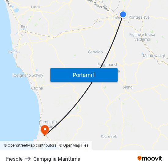 Fiesole to Campiglia Marittima map