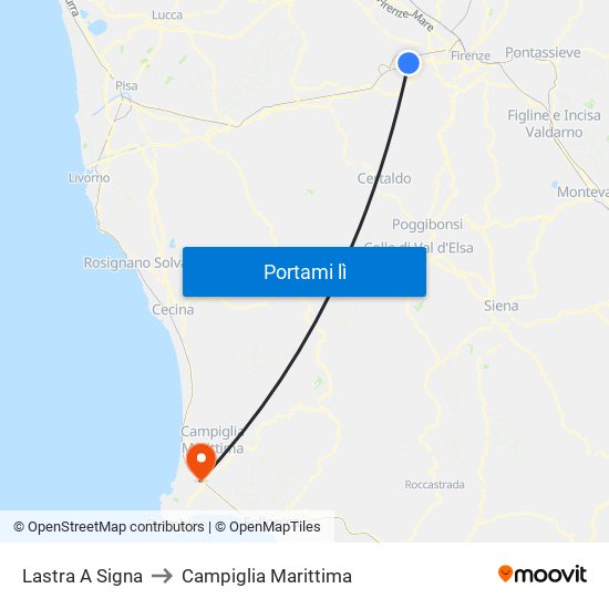 Lastra A Signa to Campiglia Marittima map