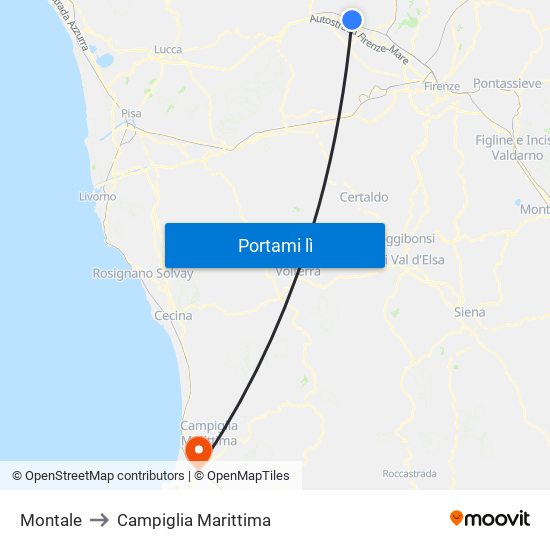 Montale to Campiglia Marittima map