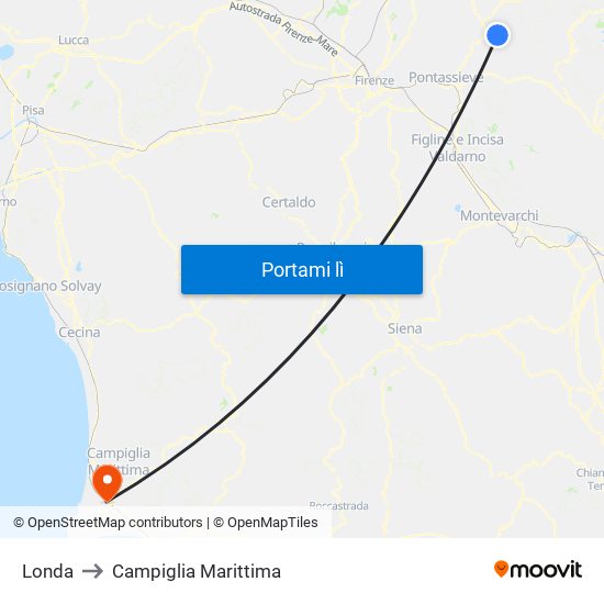 Londa to Campiglia Marittima map