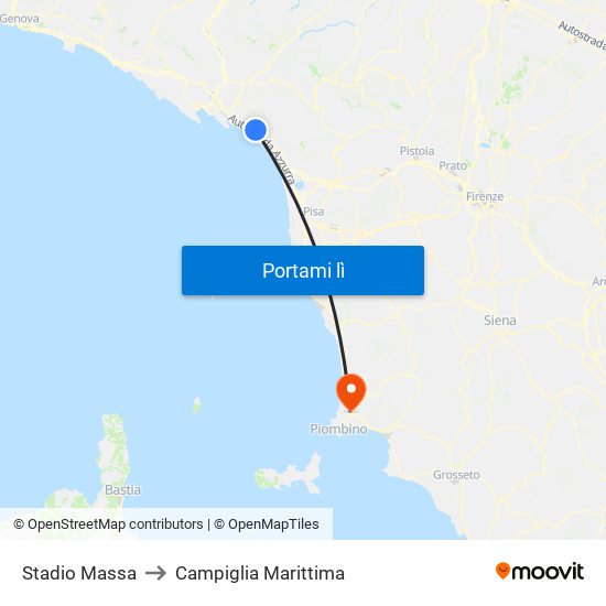 Stadio Massa to Campiglia Marittima map