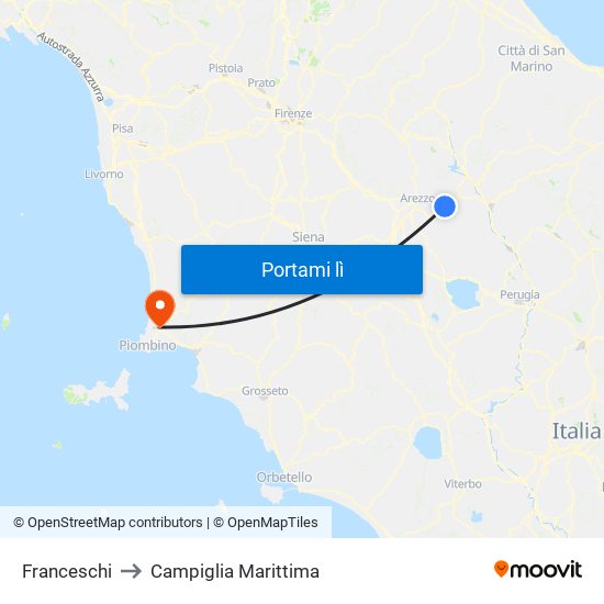 Franceschi to Campiglia Marittima map