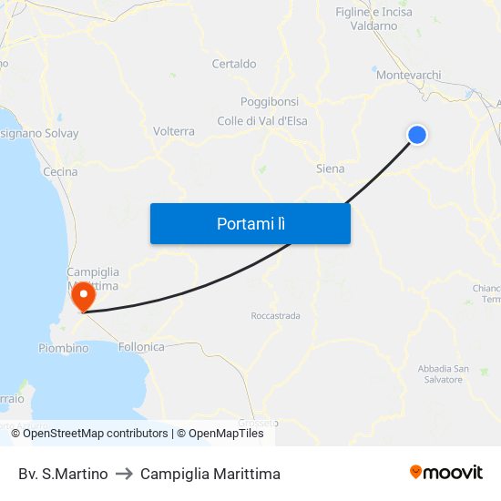 Bv. S.Martino to Campiglia Marittima map