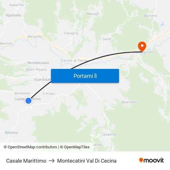 Casale Marittimo to Montecatini Val Di Cecina map