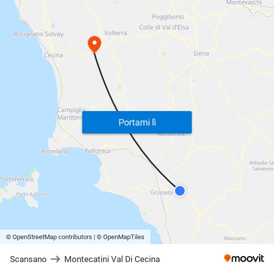 Scansano to Montecatini Val Di Cecina map