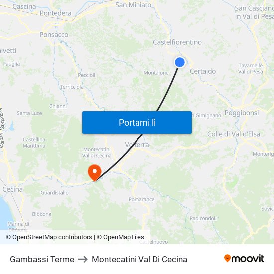 Gambassi Terme to Montecatini Val Di Cecina map