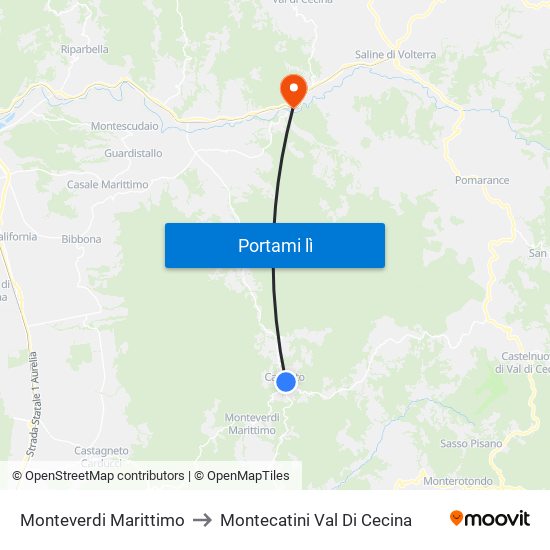 Monteverdi Marittimo to Montecatini Val Di Cecina map