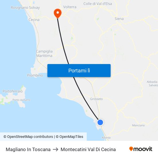 Magliano In Toscana to Montecatini Val Di Cecina map