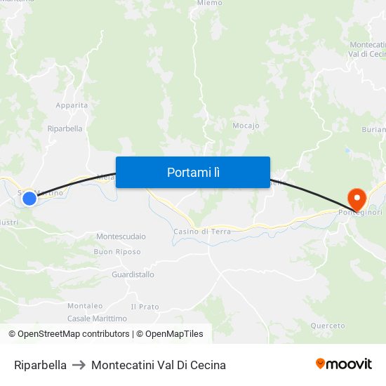 Riparbella to Montecatini Val Di Cecina map