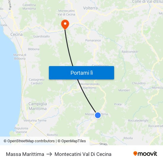 Massa Marittima to Montecatini Val Di Cecina map