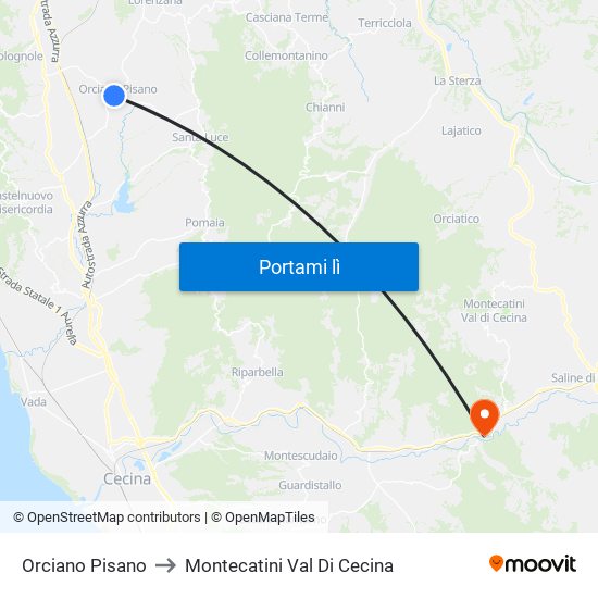 Orciano Pisano to Montecatini Val Di Cecina map
