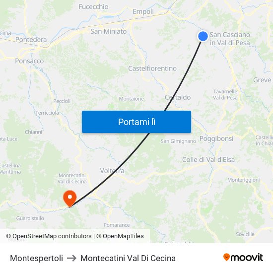 Montespertoli to Montecatini Val Di Cecina map