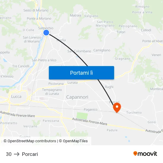 30 to Porcari map