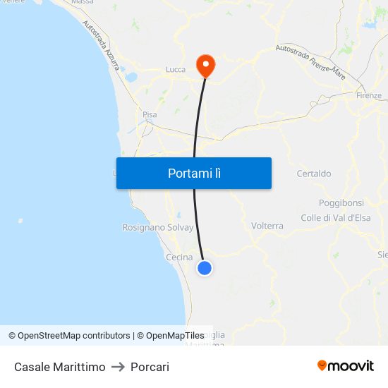 Casale Marittimo to Porcari map