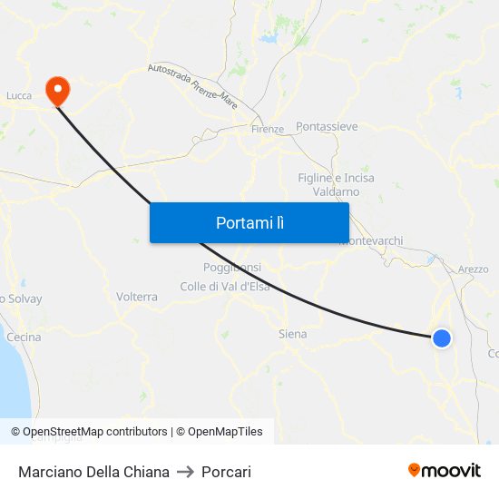 Marciano Della Chiana to Porcari map