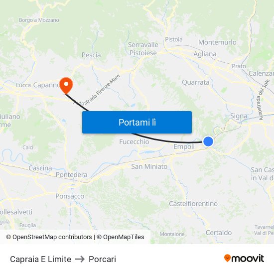 Capraia E Limite to Porcari map