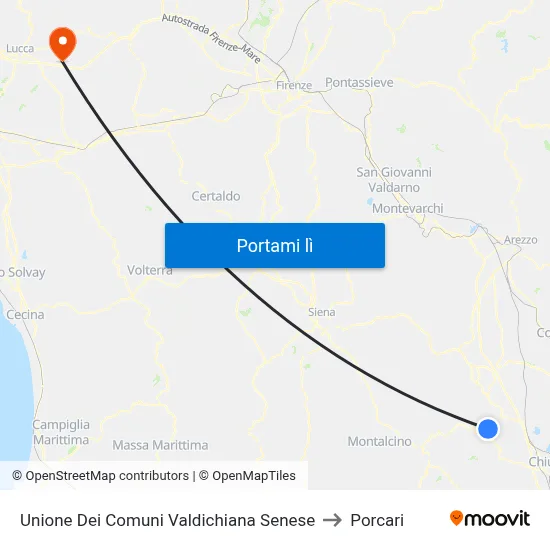 Unione Dei Comuni Valdichiana Senese to Porcari map