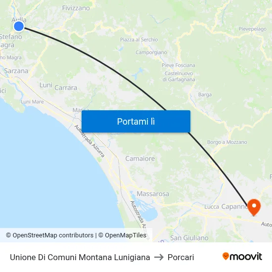 Unione Di Comuni Montana Lunigiana to Porcari map