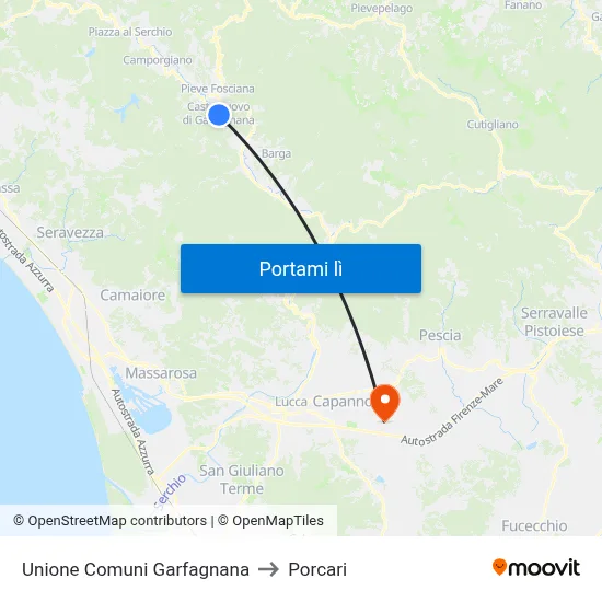 Unione Comuni Garfagnana to Porcari map