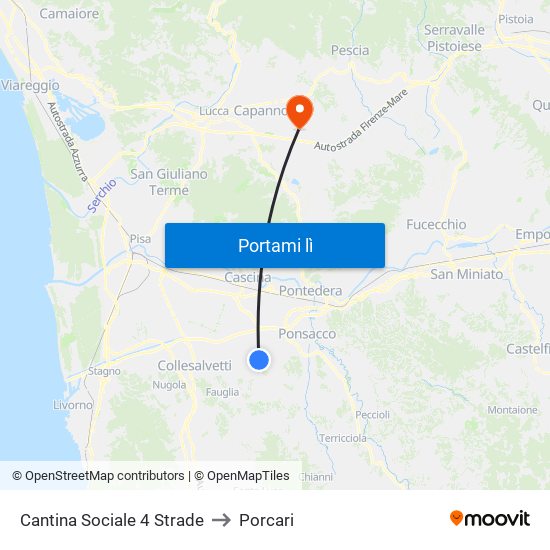 Cantina Sociale 4 Strade to Porcari map