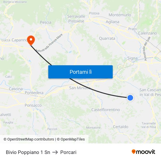 Bivio Poppiano 1                 Sn to Porcari map