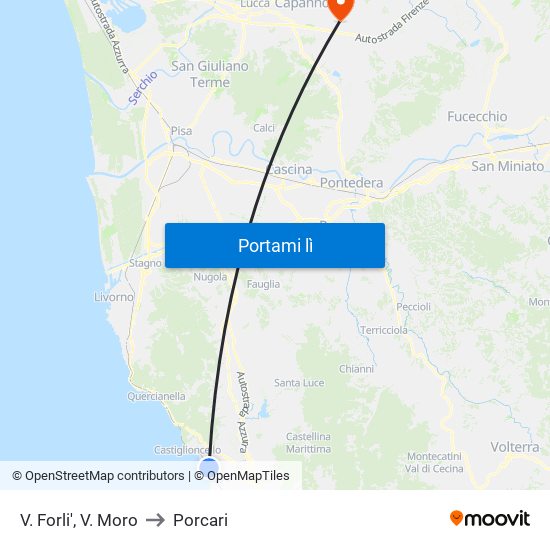 V. Forli',  V. Moro to Porcari map