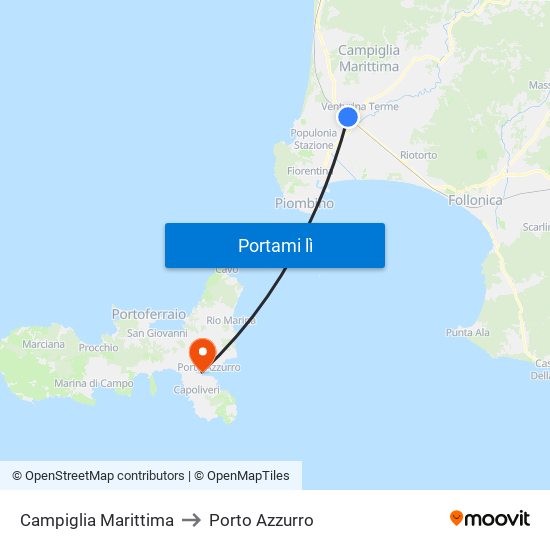 Campiglia Marittima to Porto Azzurro map