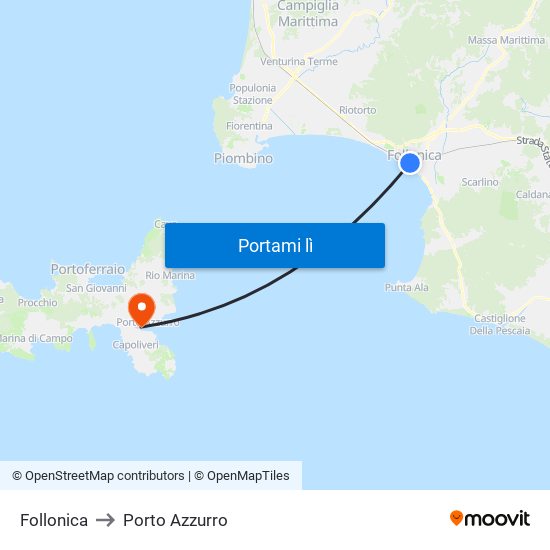 Follonica to Porto Azzurro map