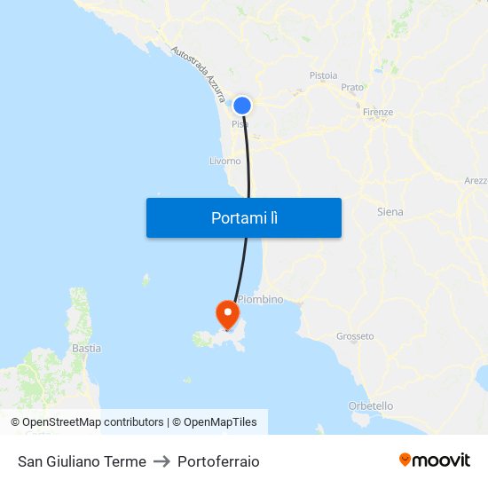 San Giuliano Terme to Portoferraio map