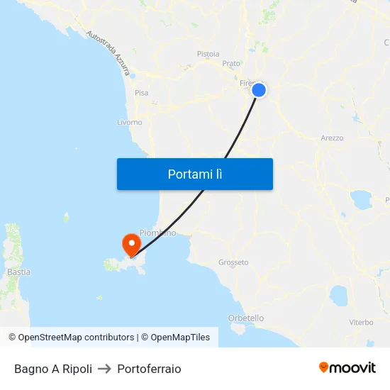 Bagno A Ripoli to Portoferraio map