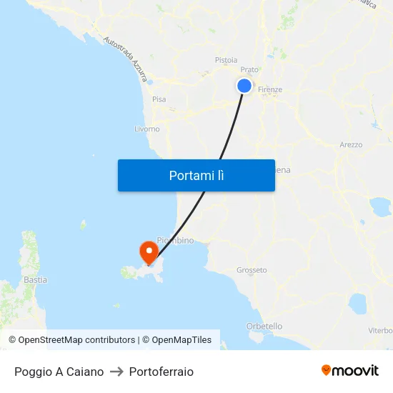 Poggio A Caiano to Portoferraio map