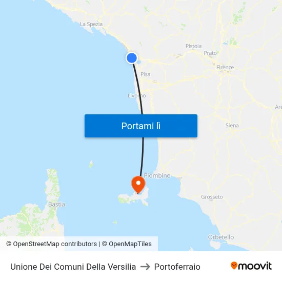 Unione Dei Comuni Della Versilia to Portoferraio map