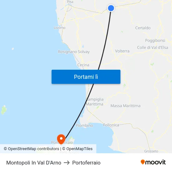 Montopoli In Val D'Arno to Portoferraio map