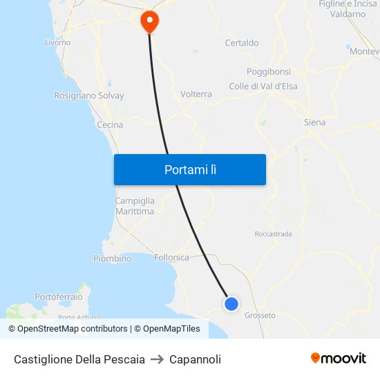 Castiglione Della Pescaia to Capannoli map