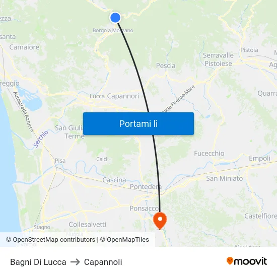 Bagni Di Lucca to Capannoli map
