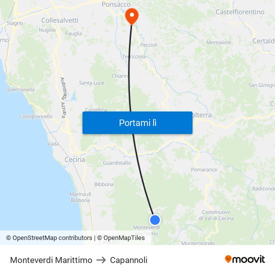 Monteverdi Marittimo to Capannoli map