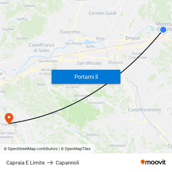 Capraia E Limite to Capannoli map