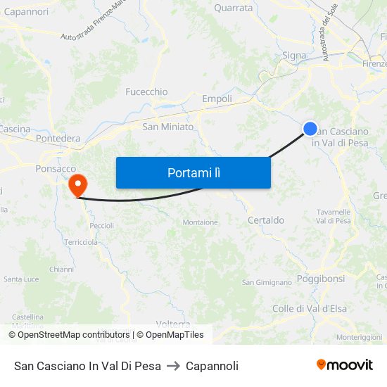 San Casciano In Val Di Pesa to Capannoli map