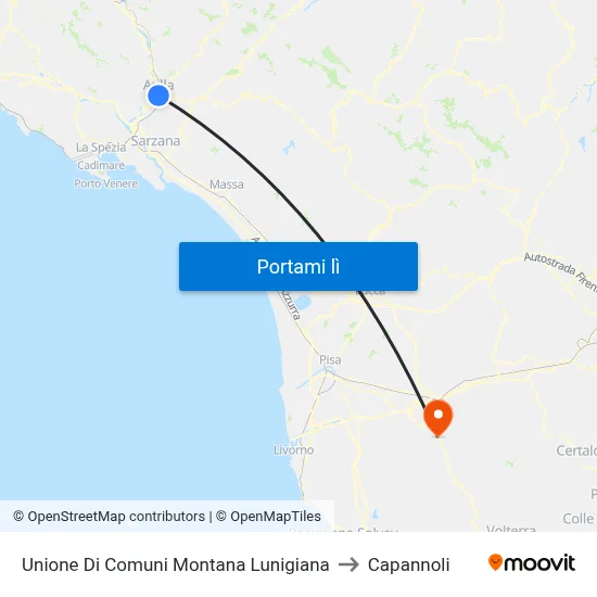 Unione Di Comuni Montana Lunigiana to Capannoli map