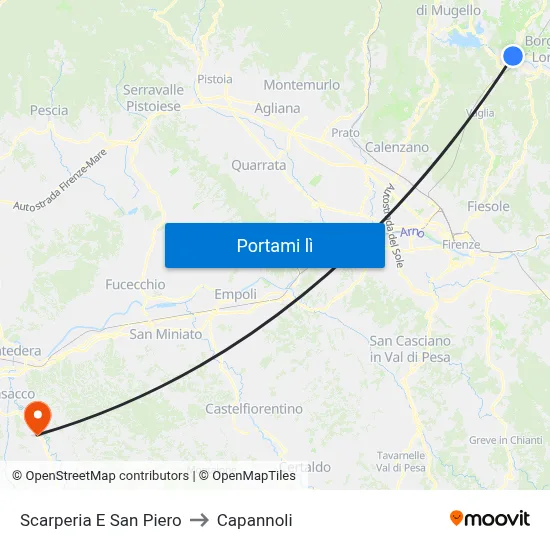 Scarperia E San Piero to Capannoli map