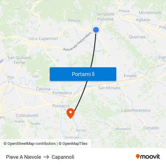 Pieve A Nievole to Capannoli map