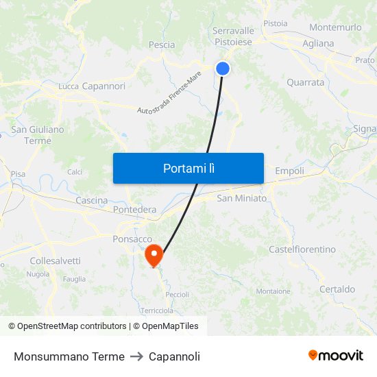 Monsummano Terme to Capannoli map